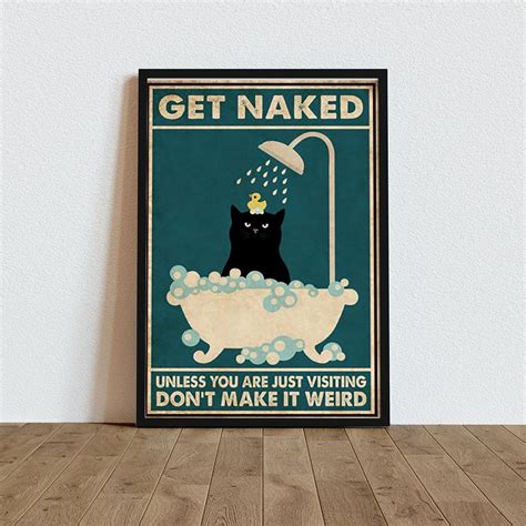 Cat Poster, Poster Print, Get Naked Black Cat Poster, Canvas Art Poster ...