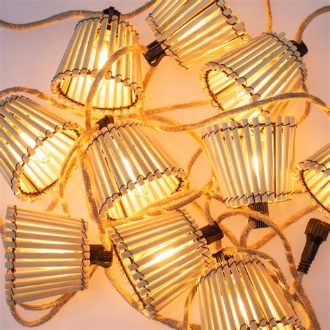 Newgarden Outdoor Shaded String Light Okinawa, Solar, Jute Cable 26 ft ...