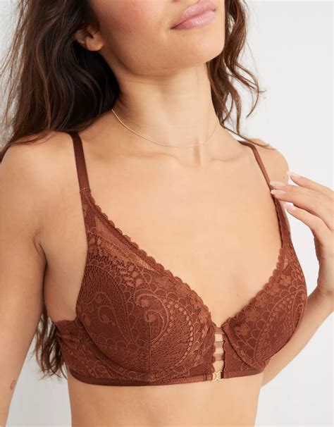 Aerie Real Power Plunge Push Up Paisley Lace Bra