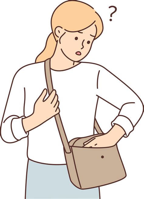 Woman who has lost wallet looks anxiously into purse in search of cash ...