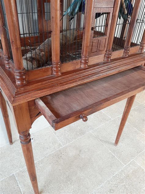 Early 20th Century Large Wooden Highly Decorative Table Bird Cage at ...