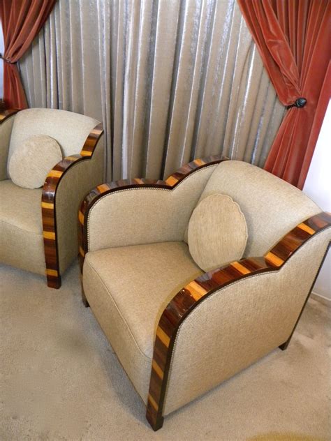 Spectacular ornate wood framed Art Deco Club Chairs - Art Deco Collection
