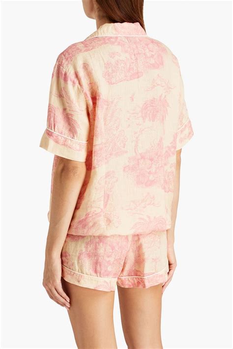 DESMOND & DEMPSEY Printed linen pajama set | THE OUTNET