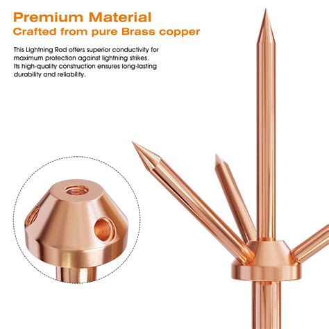 Lightning Rod,Copper Lightning Rod Protection System With 60 Feet 6AWG ...