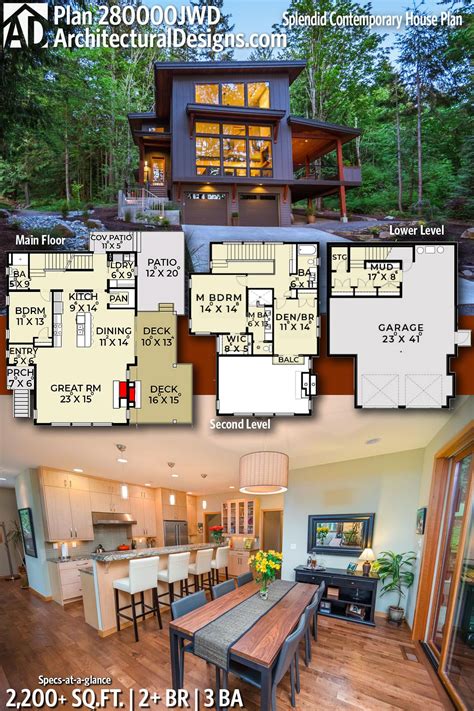 Plan 280000JWD: Splendid Contemporary House Plan with Drive-Under ...