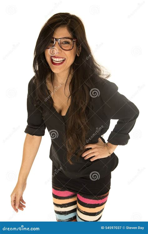 Dark Complected Woman Wearing Colorful Leggings Standing Stock Image - Image of design, people ...