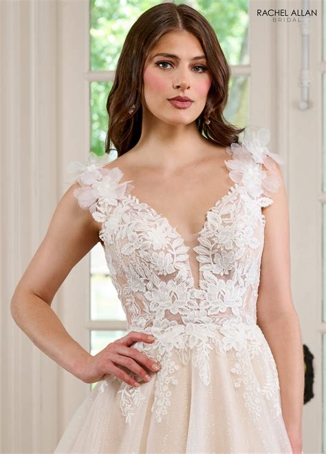Rachel Allan RB2178 Applique Strap Scoop Back Bridal Gown - MadameBridal.com