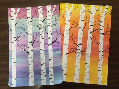 4th Grade Fall Birch Trees | Fall art projects, Birch tree painting ...