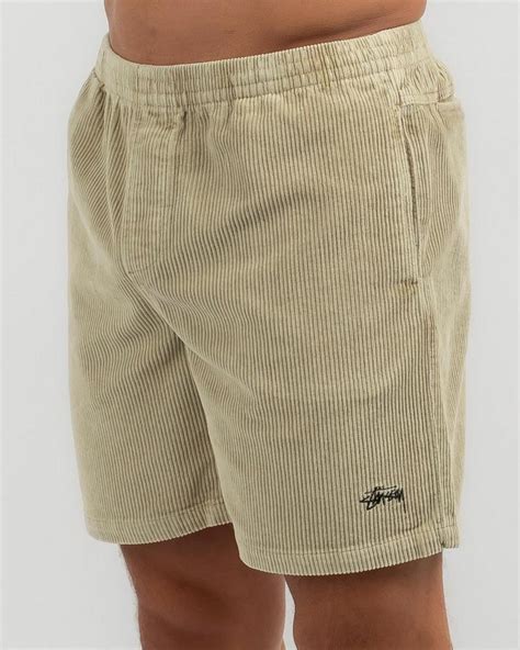 Shop Stussy Wide Wale Cord Beach Shorts In Khaki - Fast Shipping & Easy ...
