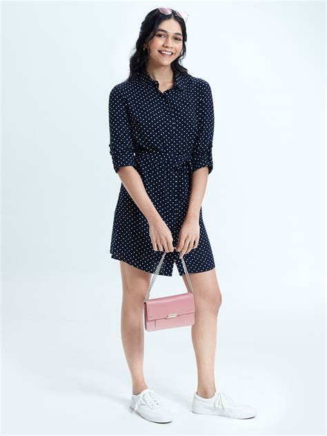 Buy Polk Dot Pattern Women Shirt Dresses Online