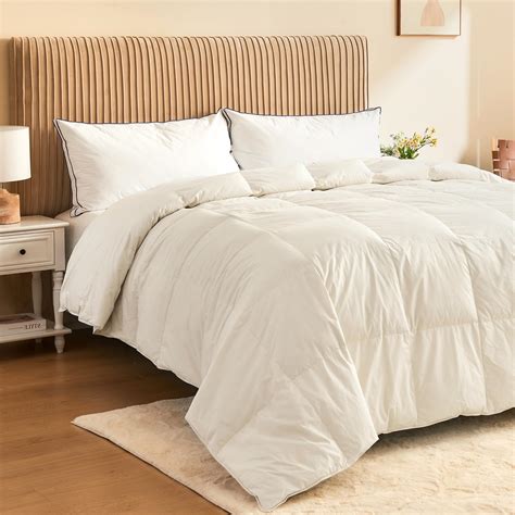 puredown® Organic Cotton Feather Comforter, Bedding Duvet Insert Full ...