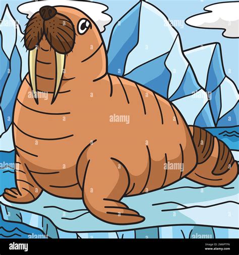 Walrus Marine Animal Colored Cartoon Illustration Stock Vector Image ...