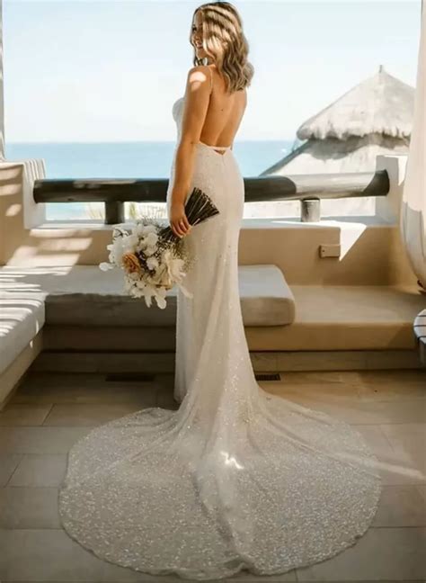 Sexy Sparkly Backless Mermaid Wedding Dresses - Missacc