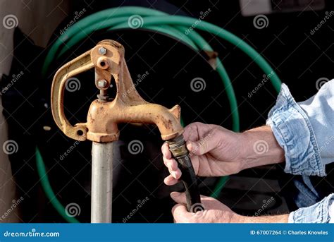 Water Hydrant Garden Hose Attachment Stock Photo - Image of water, hang ...