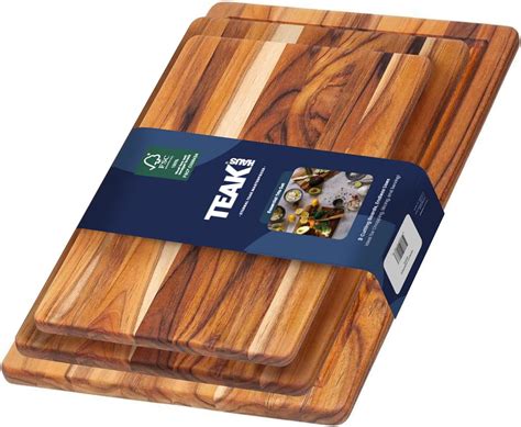 Amazon.com: Teakhaus Teak Wood Cutting Board Set of 3 - Small, Medium ...