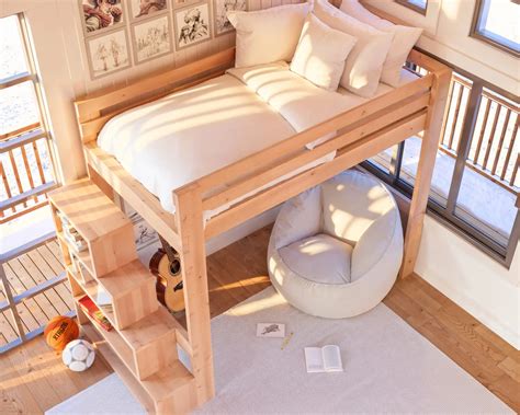 Beginner Friendly DIY Twin Loft Bed With Stairs DIY Plan - DIY projects ...