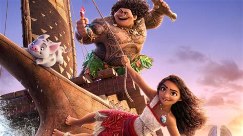 Moana Maui Heihei Chief Tui Sina 4K HD Moana 2 Wallpapers | HD ...