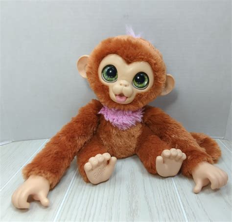 Hasbro Fur Real Friends animated Plush monkey chimp brown pink green ...