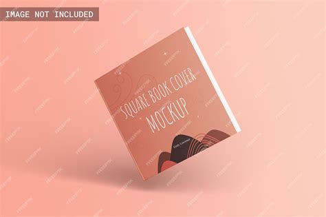Premium PSD | Square hardcover book mockup front angle view floating