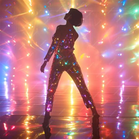 Premium Photo | Disco Dance Moves in Retrowave Sparkling Colors on ...