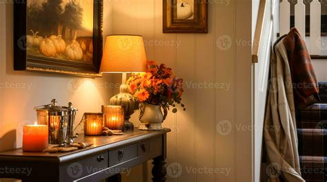 ai generado otoñal pasillo decoración, interior diseño y casa ...