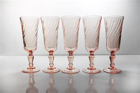 Pink Champagne Flutes, Cristal D'Arques-Durand, Rosaline, Optic Swirl ...
