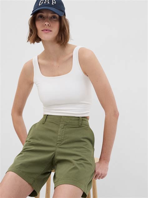 Black khaki shorts womens online