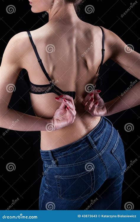Hot Sensual Woman Taking Off Her Bra Stock Image - Image of long ...