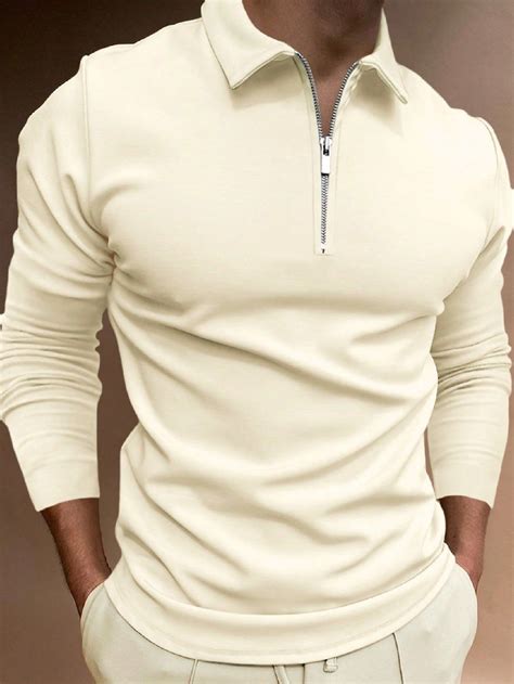Manfinity Homme Men Quarter Zip Polo Shirt | Mens summer outfits, Long ...