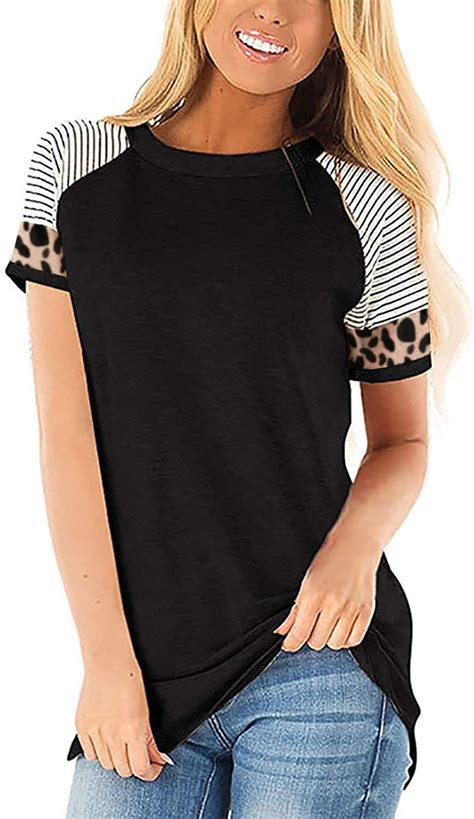 Aayomet Graphic Tees For Women Women's Blouse Casual Letter Print Short Sleeve O Neck Loose ...