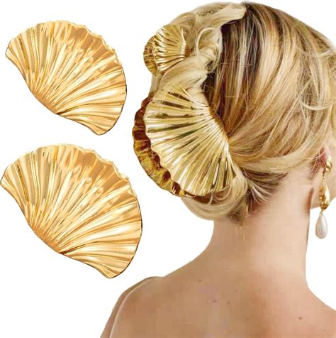 Amazon.com : Shell Claw Clip, 2 Pcs Metal Seashell Hair Clip Hair ...