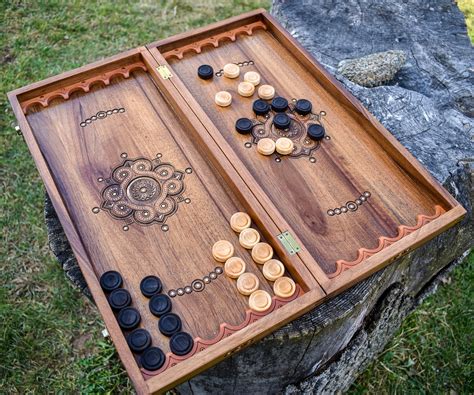 Wooden carved backgammon Handcrafted Backgammon Set Large | Etsy