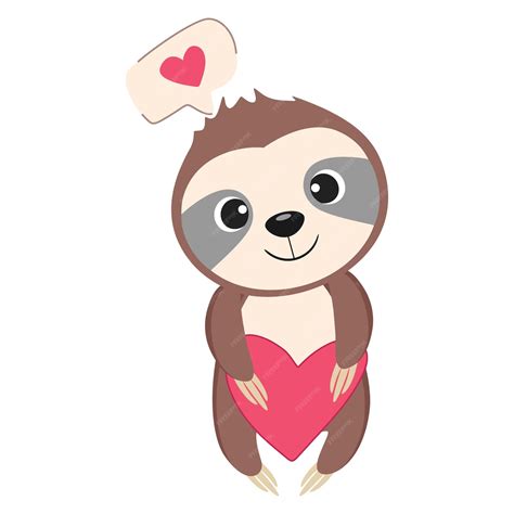 Premium Vector | Cute valentines day sloth. vector stock illustration.