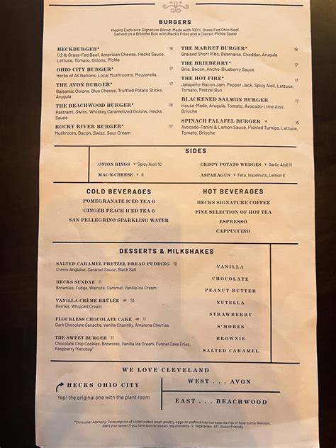 Menu at Hecks of Avon pub & bar, Avon