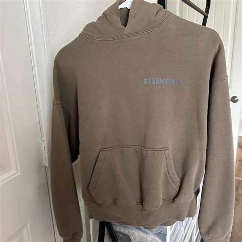 Essentials Fear of God Hoodie Brown Size Large... - Depop