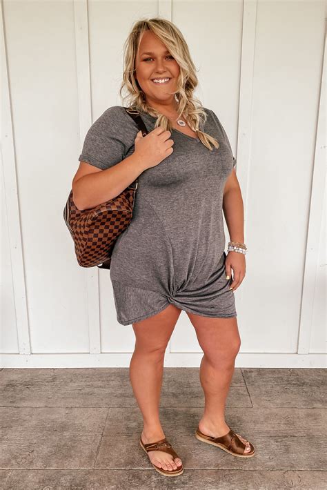 Twisted T-Shirt Dress in Charcoal (S-2XL) | Tshirt style, T shirt dress ...