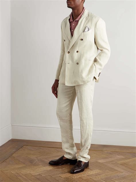 BOGLIOLI Double-Breasted Herringbone Linen Suit Jacket for Men | MR PORTER