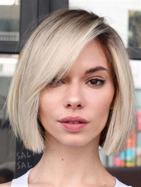 Asymmetrical Bob With Side Swept Bangs