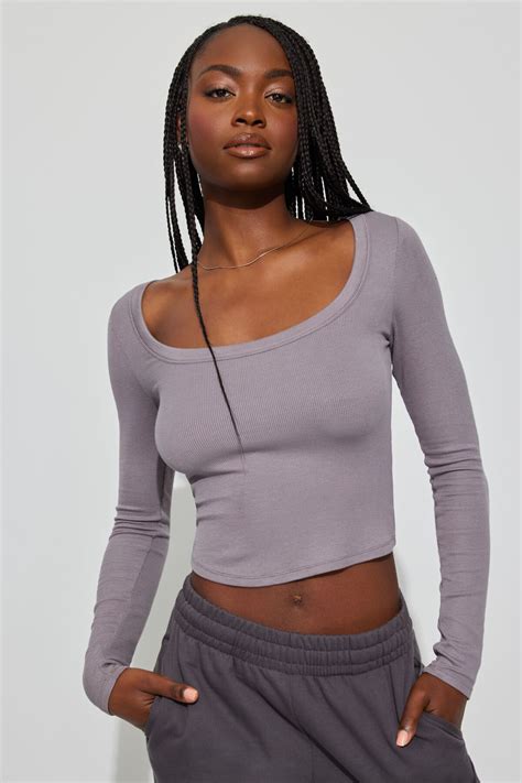 Pamela Long Sleeve Scoop Neck Top Gray | Garage
