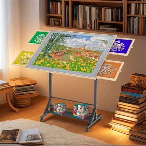 Youmumeub Rolling Adjustable Hobby Table, Tilting Overbed & Sofa Table ...