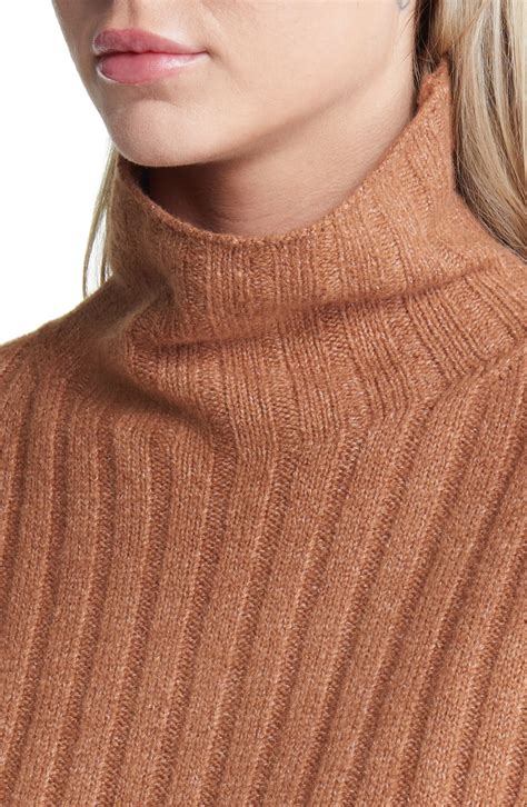 Open Edit Women's Cotton Blend Rib Funnel Neck Sweater | Nordstrom