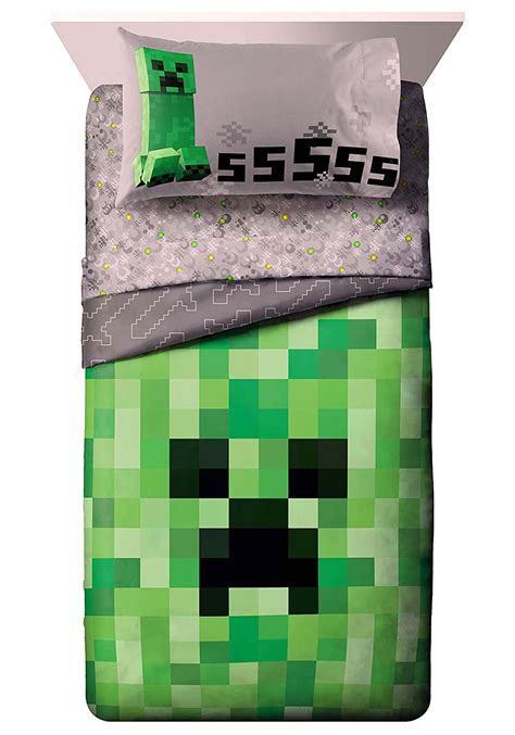 Minecraft Game Creeper Twin Bed Set