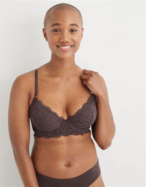Aerie Real Power Plunge Push Up Eyelash Lace Bra