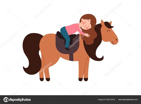 Girl Horse Riding Cartoon