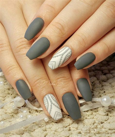 Grey nails,matte nails, lace nail art | Boho nails, Lace nails, Trendy ...
