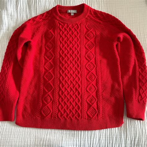 Bright red cable knit sweater! Super comfy and cute - Depop