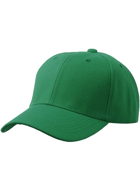 Men's Plain Baseball Cap Adjustable Curved Visor Hat - Kelly Green ...