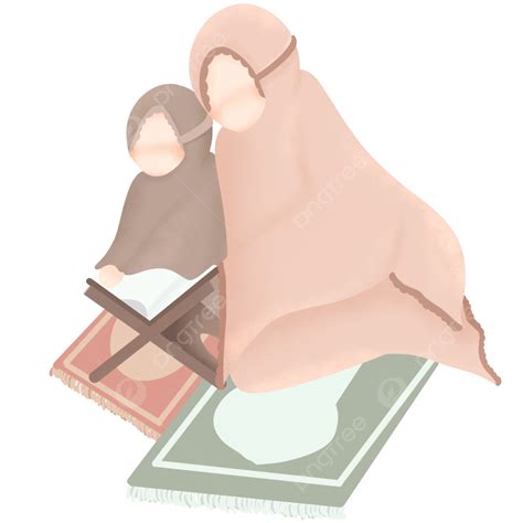 Muslim Mom And Daughter Reading Al Quran, Mom, Daughter, Al Quran PNG ...