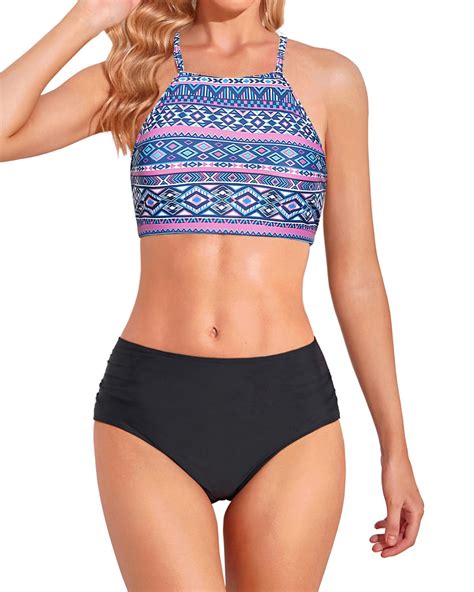 Holipick Two Piece Swimsuit for Women High Neck Bathing Suits Teen ...