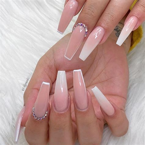 Acrylic White Coffin Nails With Design - Design Talk